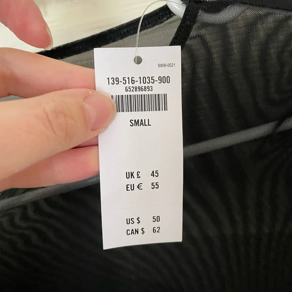 Abercrombie Mesh Cutout Long Sleeve Bodysuit Black Small NEW - Picture 4 of 4